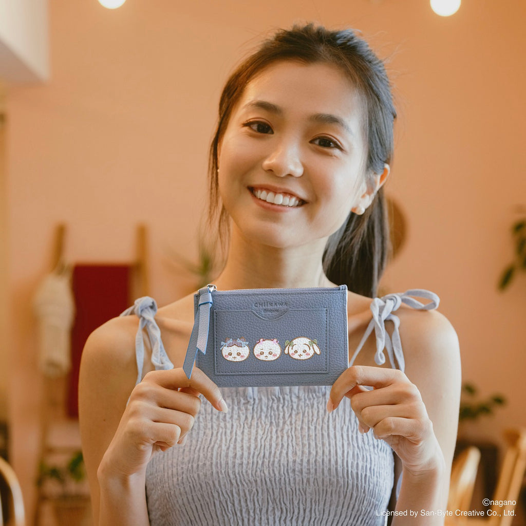 CHIIKAWA Leather Key Purse in blue - Samuel Ashley