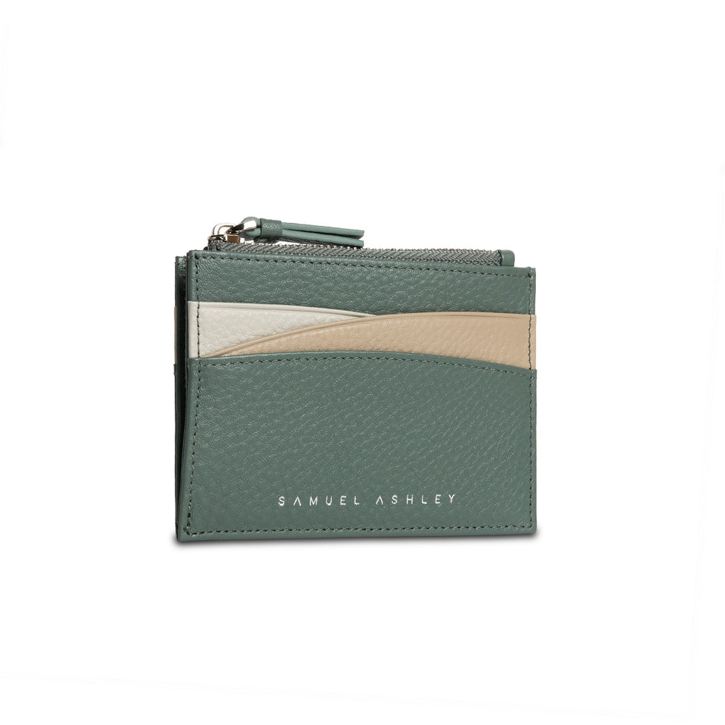 Amber Top Zip Leather Card Holder - Samuel Ashley