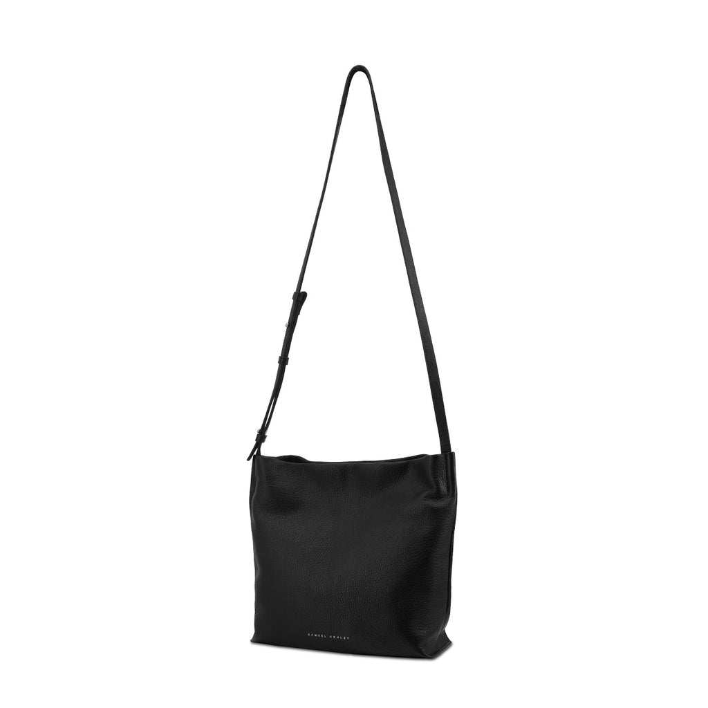 Poppy Leather Crossbody Bag (Pebbled Black) - Samuel Ashley