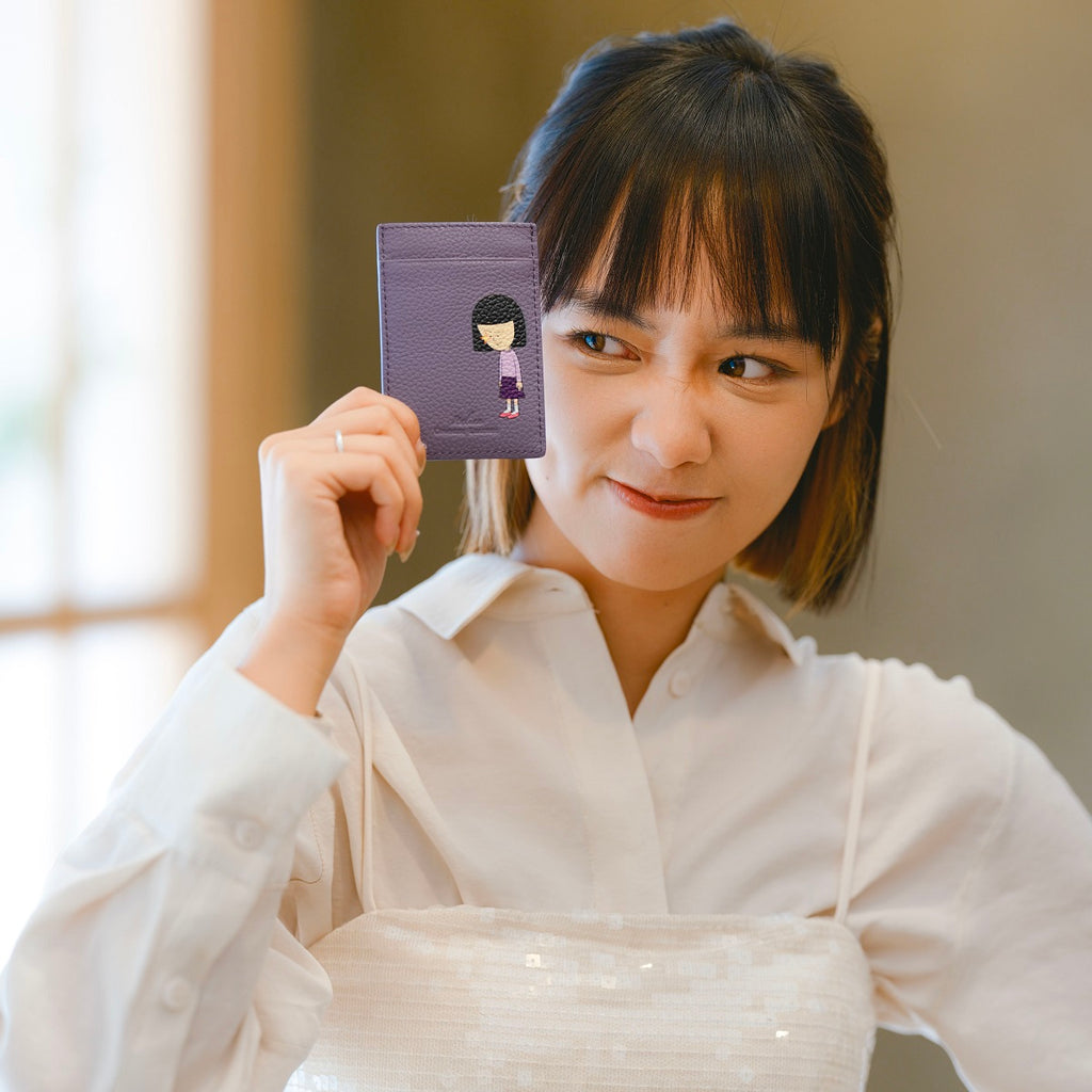 Samuel Ashley x Chibi Maruko Chan Leather Card Holder - Lavender