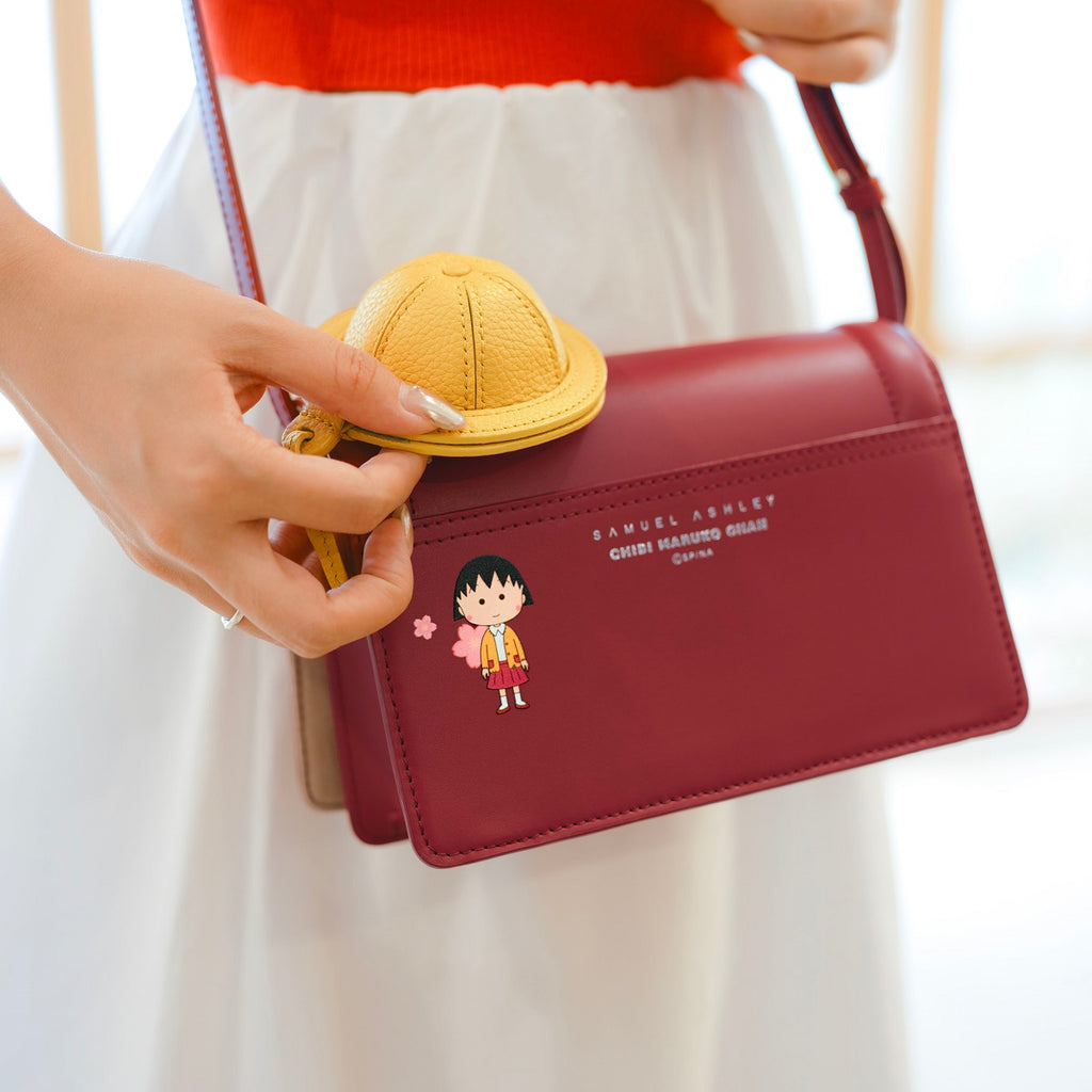 Samuel Ashley x Chibi Maruko Chan East-West Leather Crossbody Bag - Cherry