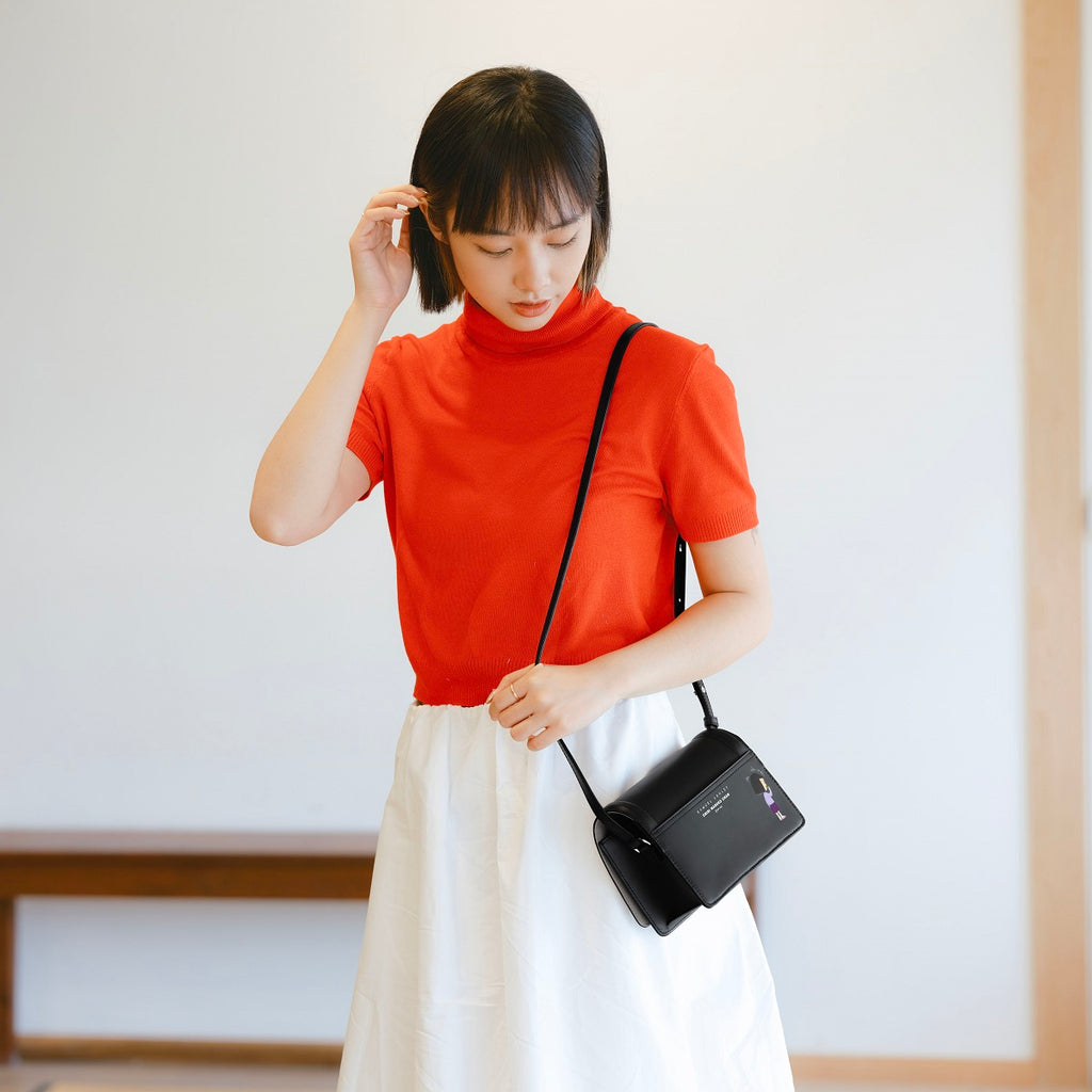 Samuel Ashley x Chibi Maruko Chan East-West Leather Crossbody Bag - Black