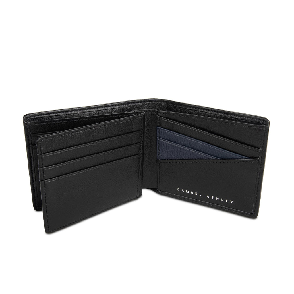 Samuel Ashley - Grayson Leather Bi-fold Wallet with Extra Flap (RFID) in black