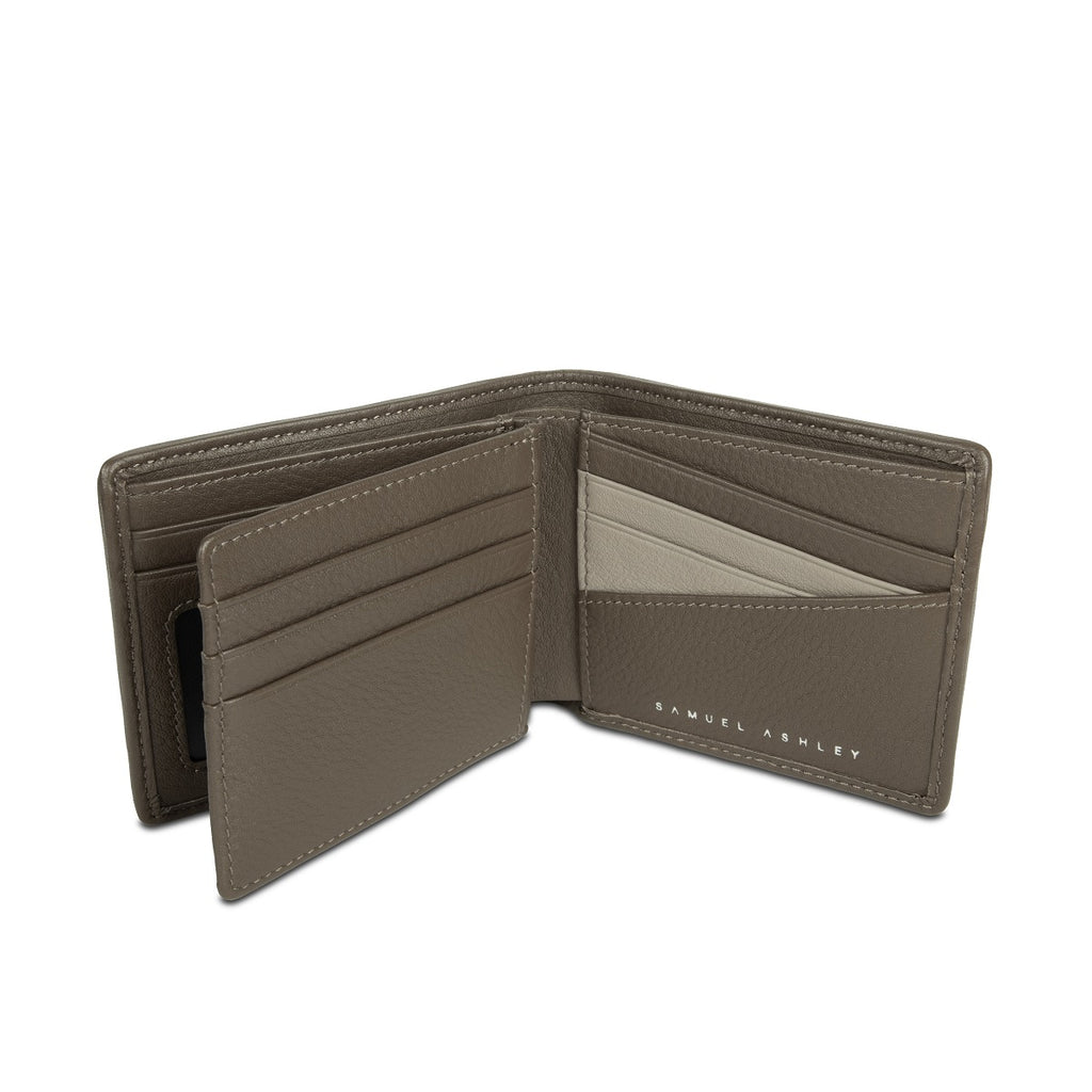 Samuel Ashley - Grayson Leather Bi-fold Wallet with Extra Flap (RFID) in khaki
