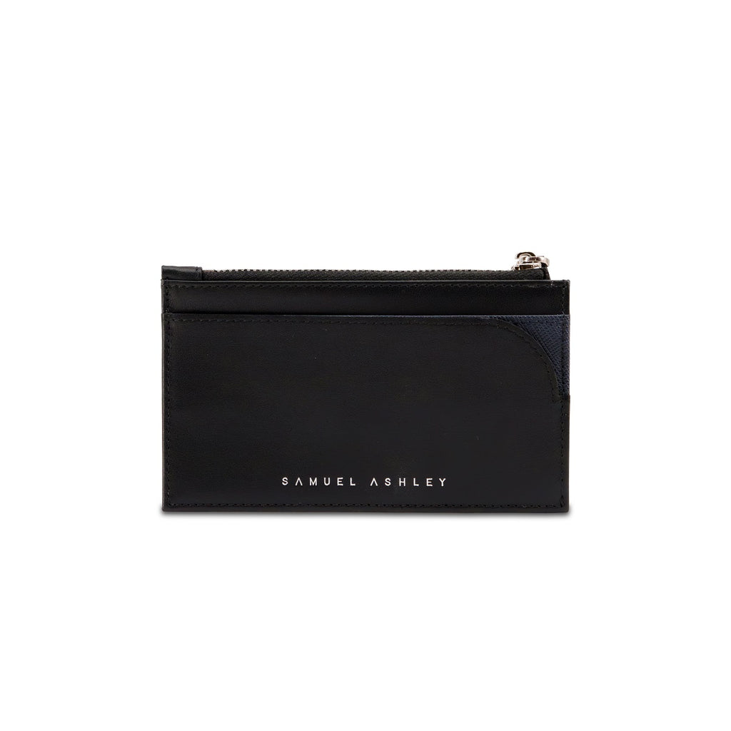 Samuel Ashley - Maverick Top Zip Leather Card Pouch in black