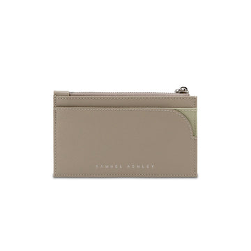 Samuel Ashley - Maverick Top Zip Leather Card Pouch in taupe