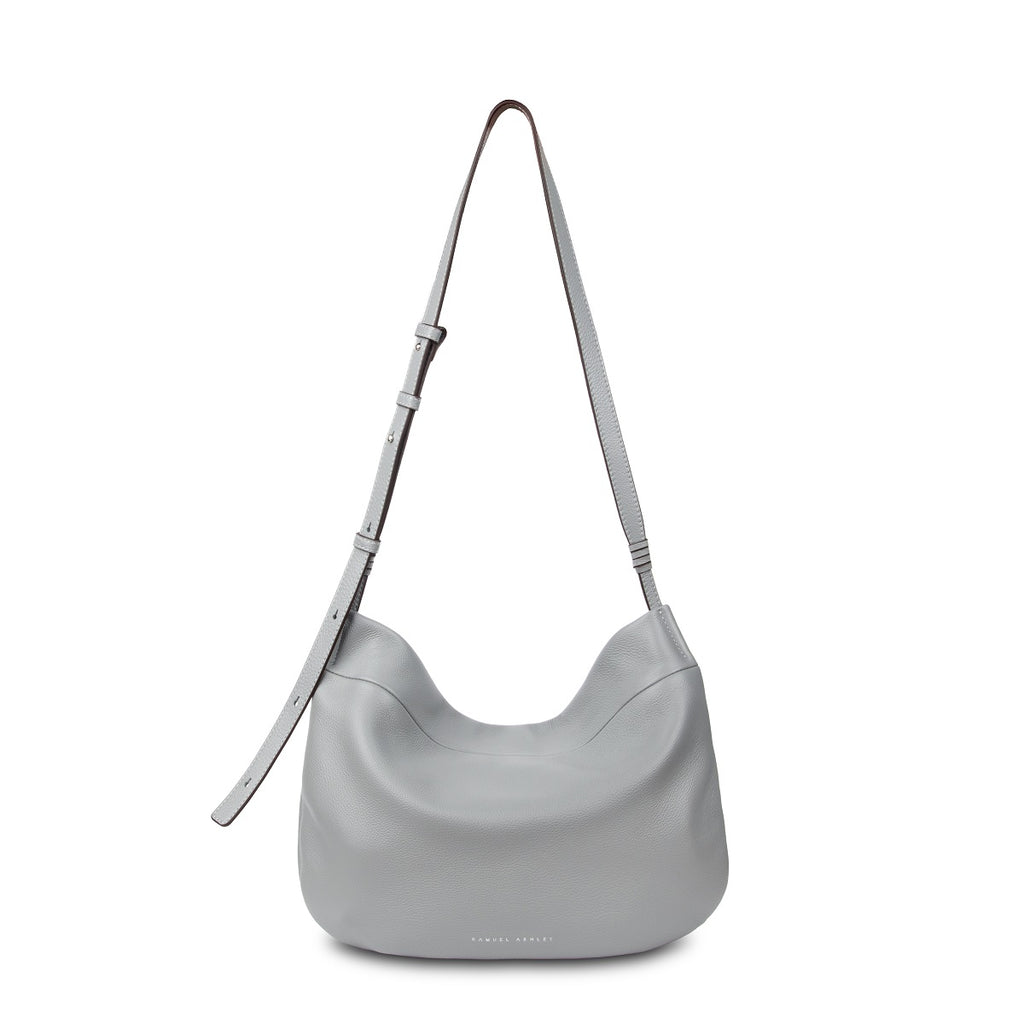 Samuel Ashley - Merly Half-moon Leather Hobo in ash grey