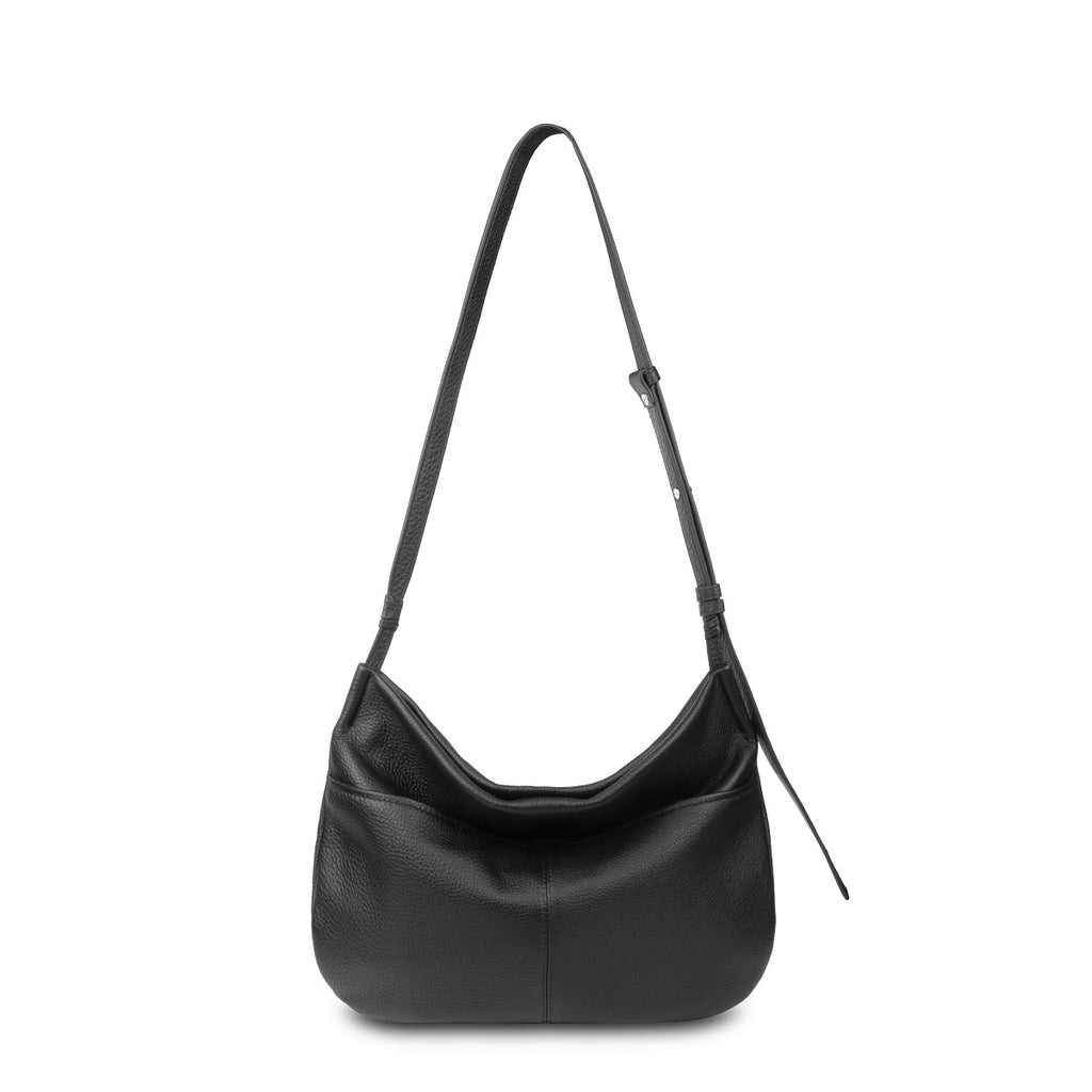 Samuel Ashley - Merly Half-moon Leather Hobo in jet black
