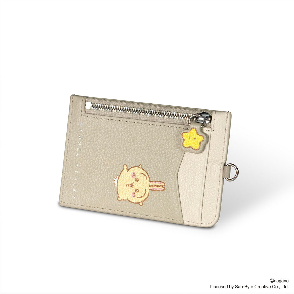 CHIIKAWA Leather ID Badge Holder in beige - Usagi - Samuel Ashley