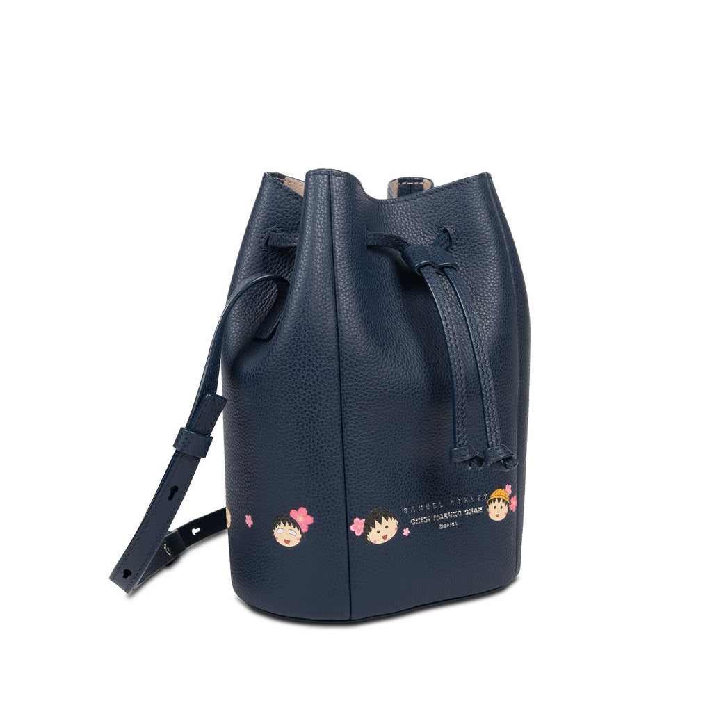 Samuel Ashley x Chibi Maruko Chan Leather Bucket Bag - Navy