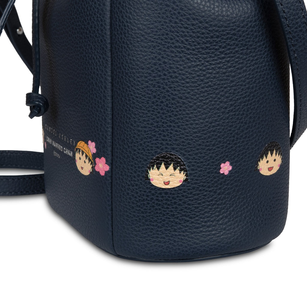Samuel Ashley x Chibi Maruko Chan Leather Bucket Bag - Navy