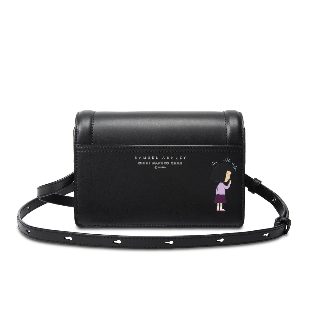 Samuel Ashley x Chibi Maruko Chan East-West Leather Crossbody Bag - Black