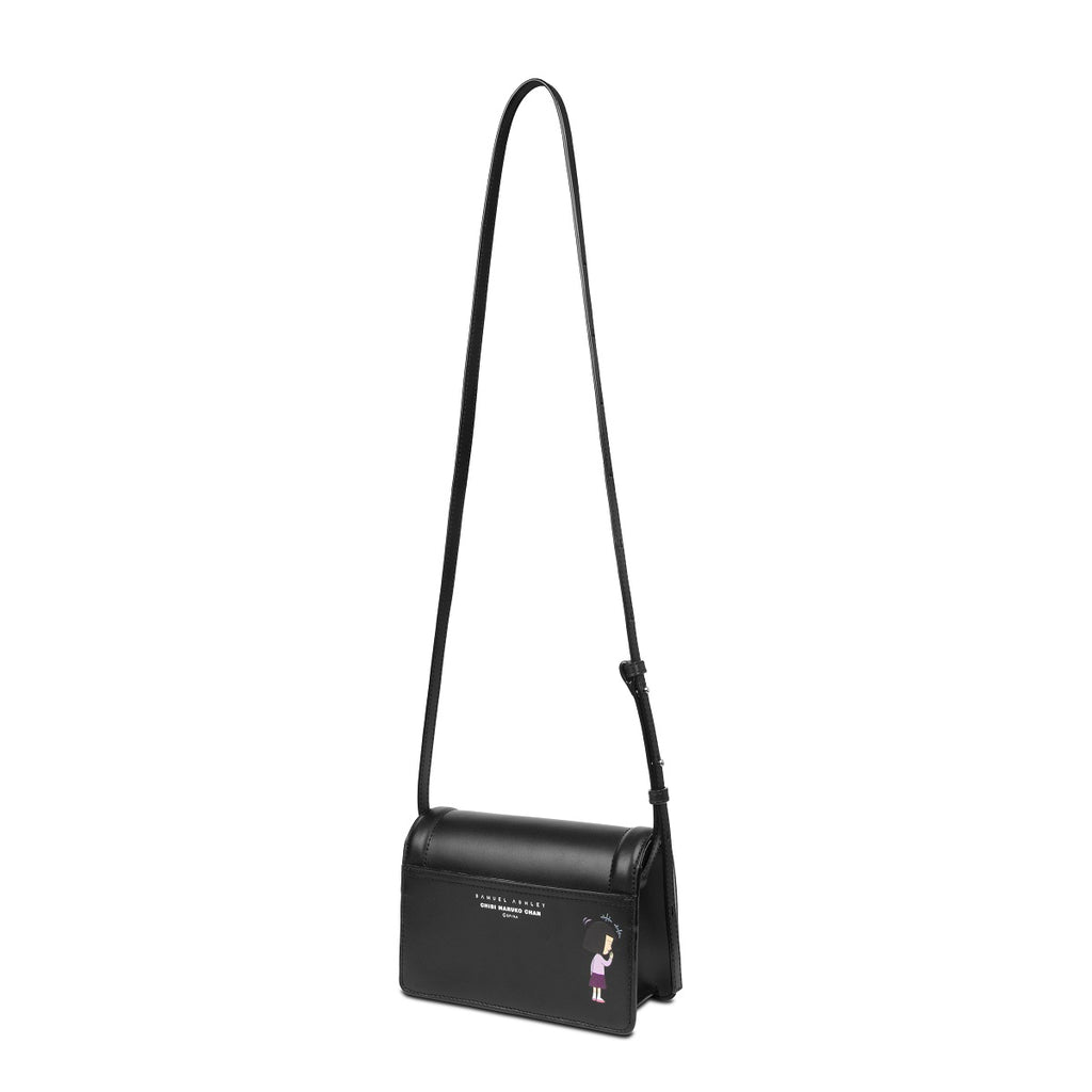 Samuel Ashley x Chibi Maruko Chan East-West Leather Crossbody Bag - Black