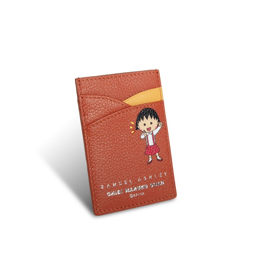 Samuel Ashley x Chibi Maruko Chan Leather Card Holder  Brick Red
