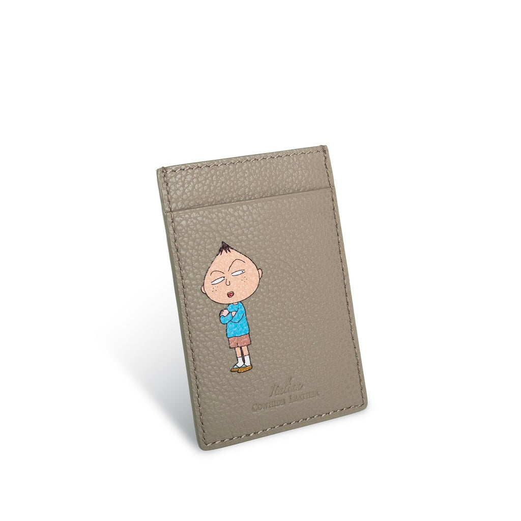 Samuel Ashley x Chibi Maruko Chan Leather Card Holder - Taupe