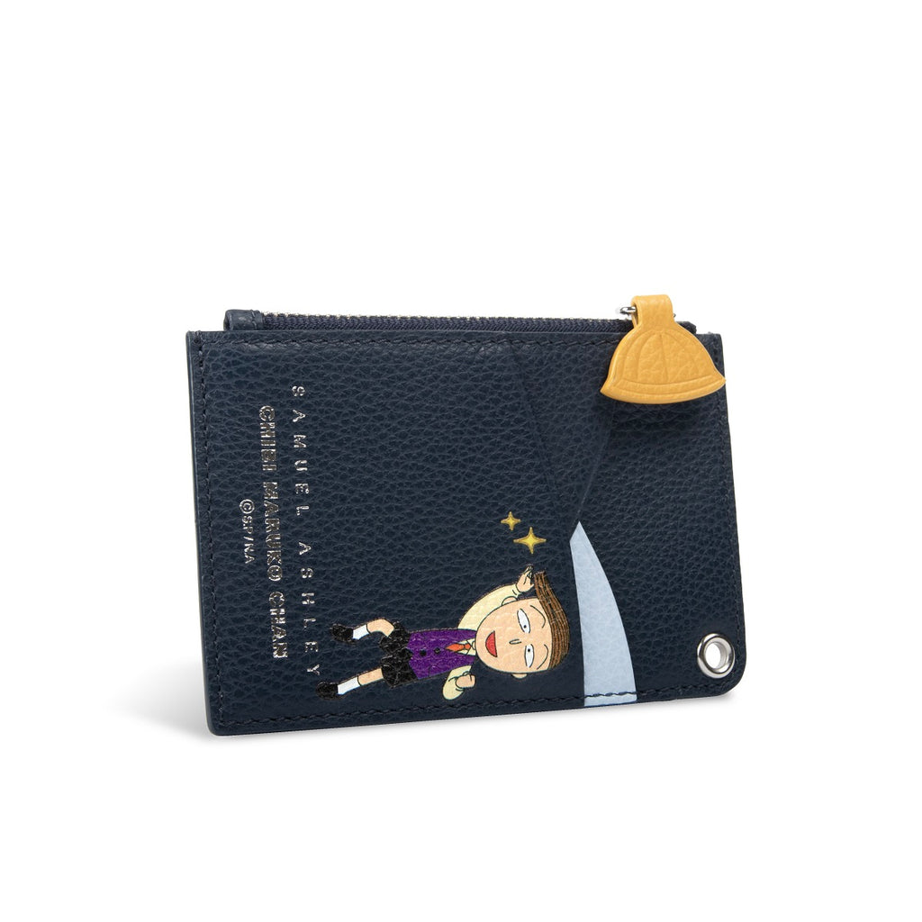 Samuel Ashley x Chibi Maruko Chan Leather ID Badge Holder  -Navy