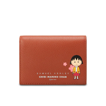 Samuel Ashley x Chibi Maruko Chan Bi-fold Leather Wallet - Brick Red