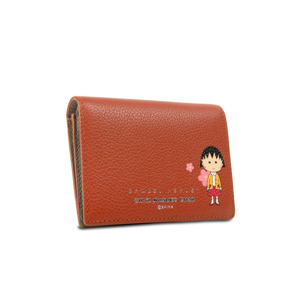 Samuel Ashley x Chibi Maruko Chan Bi-fold Leather Wallet - Brick Red