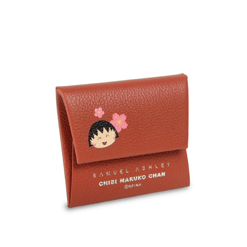 Samuel Ashley x Chibi Maruko Chan Leather Coin Case - Brick Red
