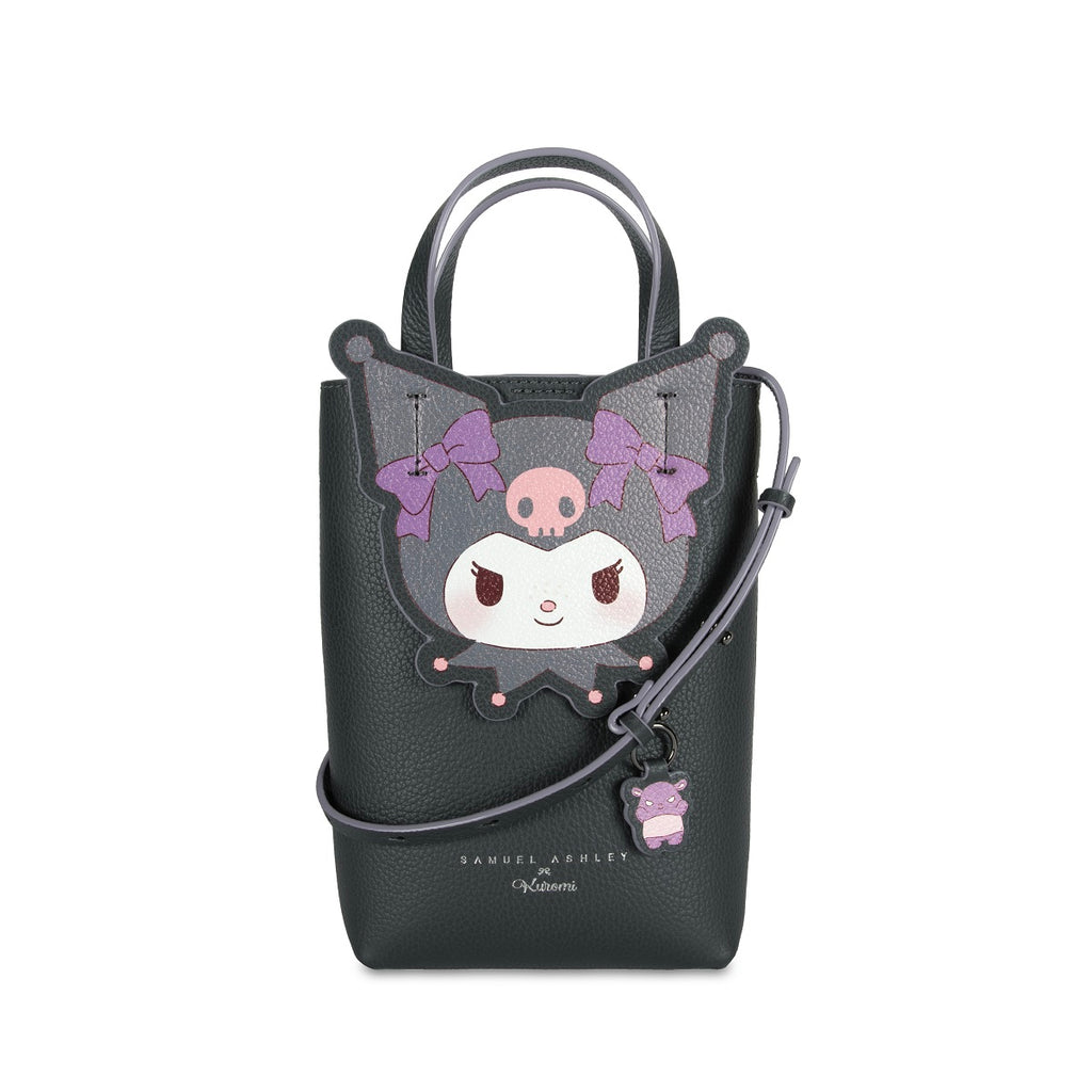 Samuel Ashley x Sanrio Characters Leather Phone Pouch - Kuromi - Dark Grey