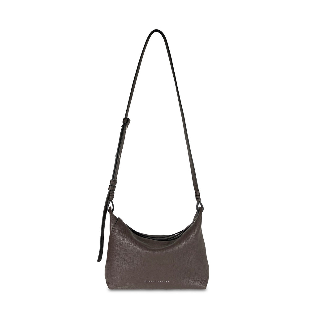 Samuel Ashley - Shelly Leather Crossbody Bag in dark mocha