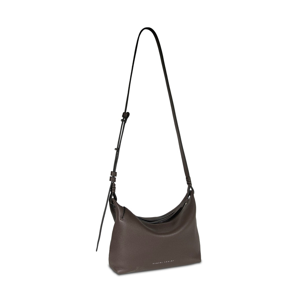 Samuel Ashley - Shelly Leather Crossbody Bag in dark mocha