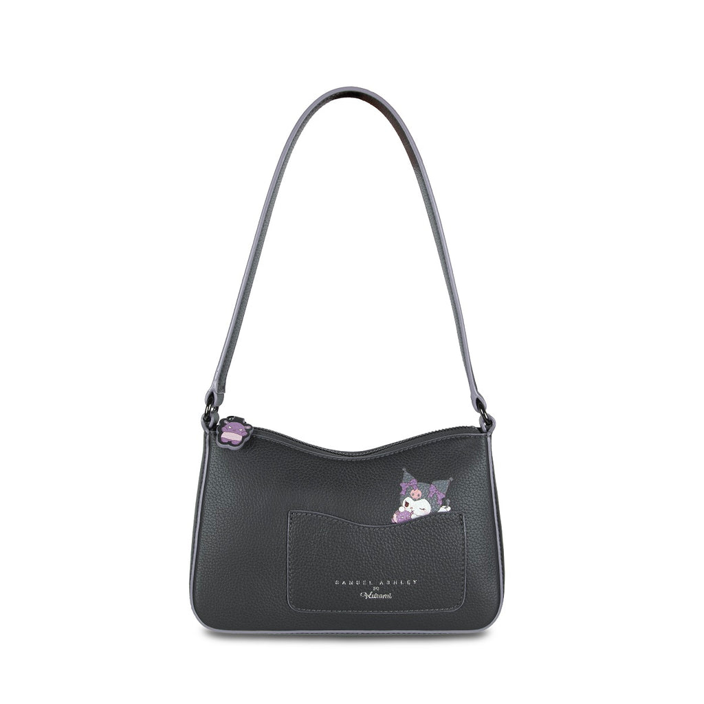 Samuel Ashley x Sanrio Characters Leather Satchel Bag - Kuromi - Dark Grey