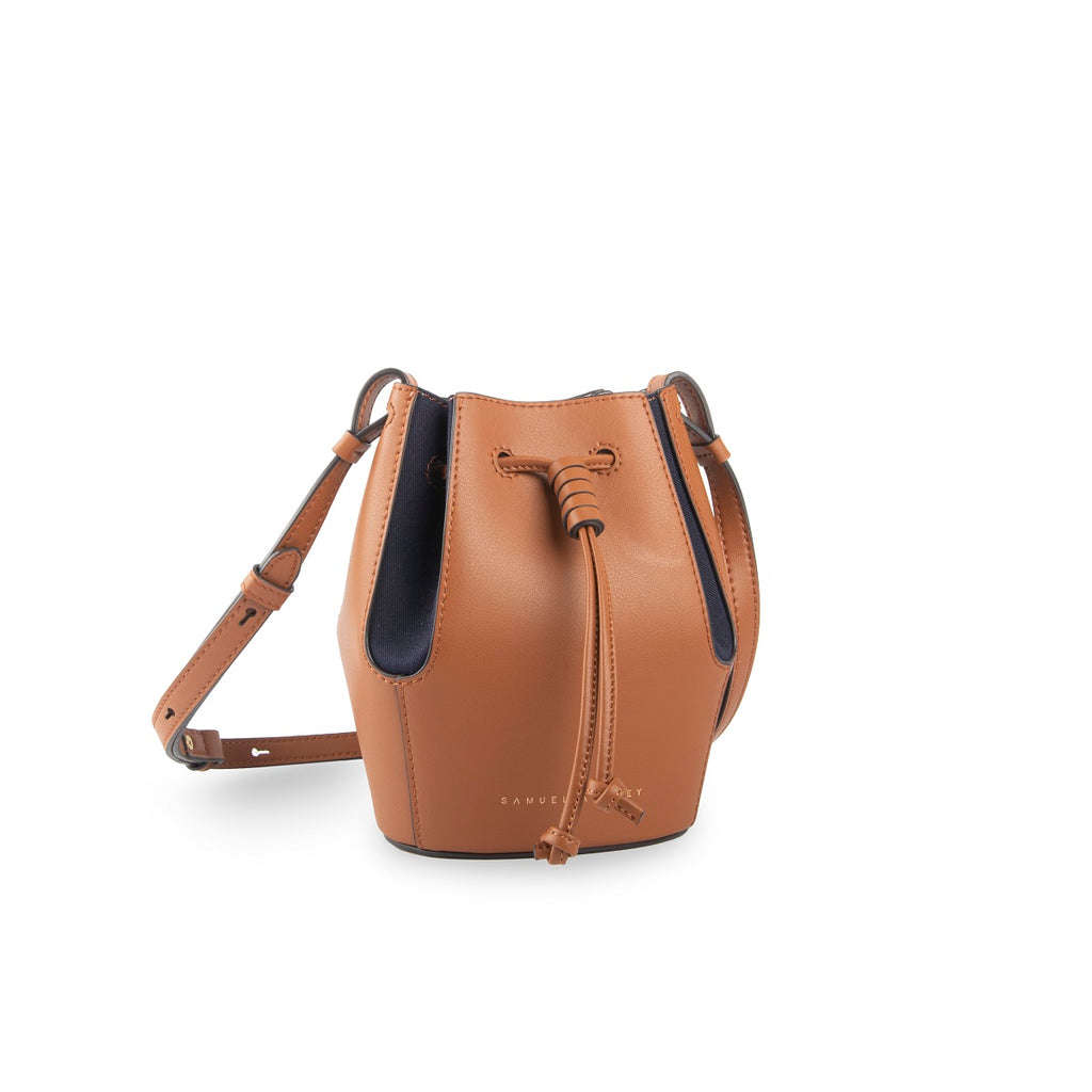 Samuel Ashley - Mini Chantal Drawstring Leather Bag in brown