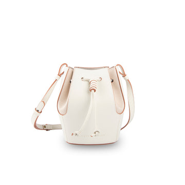 Samuel Ashley - Mini Chantal Drawstring Leather Bag in milk