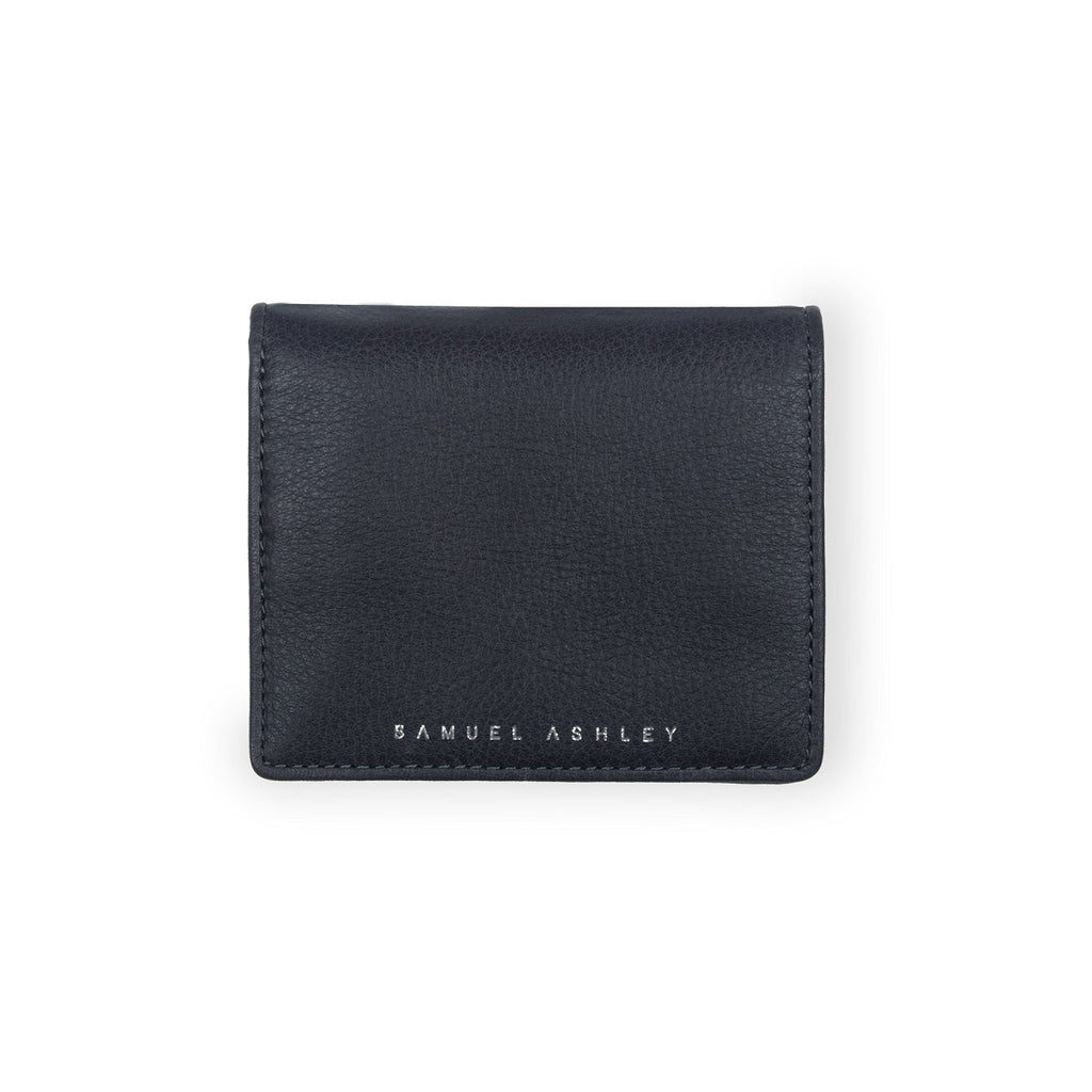 Logan Vertical Bi-fold Leather Wallet with Coins (RFID) - Samuel Ashley