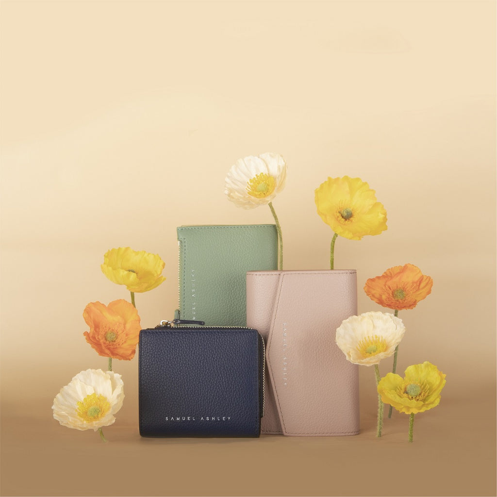 Flora Leather Zip Around Wallet - Samuel Ashley